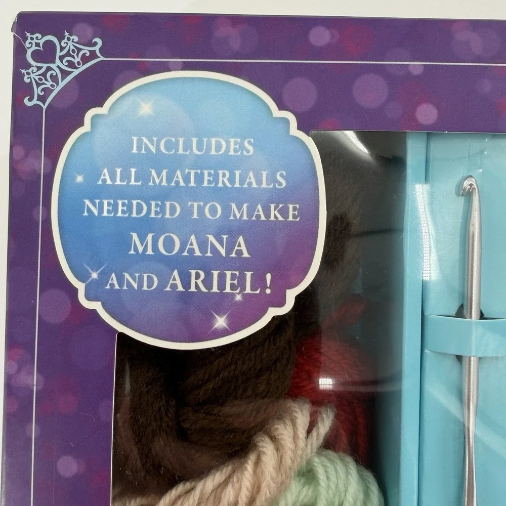 Disney Princess Amigurumi Crochet Dolls Kit Cute Moana Ariel Cozy DIY Yarn Craft